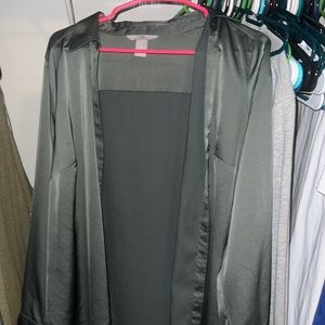 Green Silk Button down.